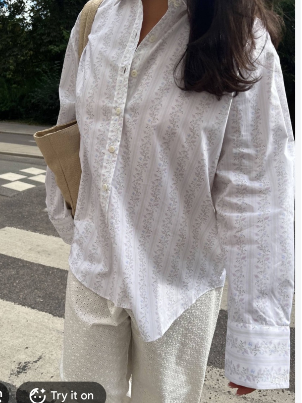 Djerf Avenue Organic Cotton Cream Lilac Shabby Chic Top Size S 44”
